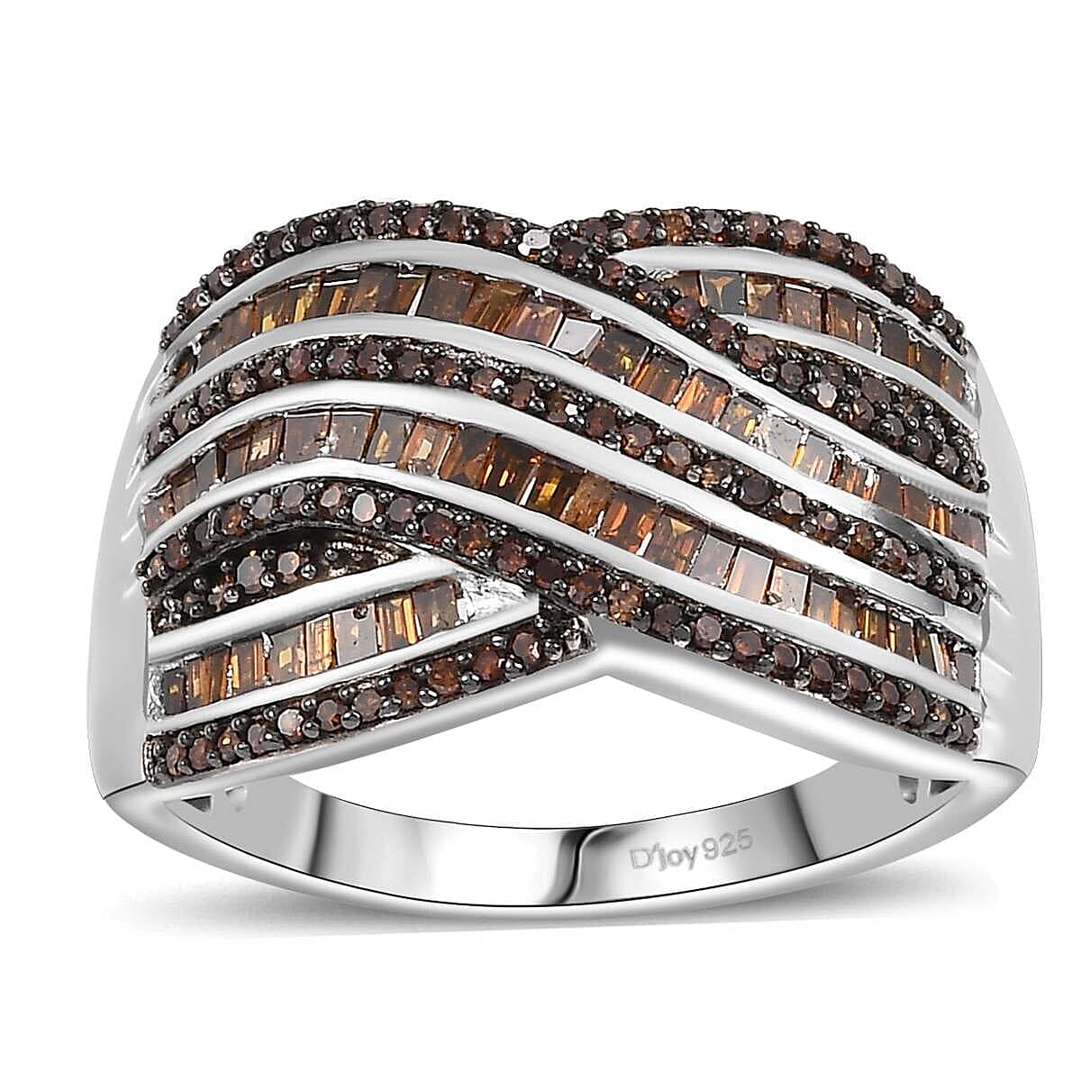 Red Diamond (IR) Ring in Rhodium Over Sterling Silver (Size 9.0) 1.00 ctw