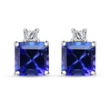 Certified & Appraised Rhapsody Asscher Cut AAAA Tanzanite and E-F VS Diamond 2.69 ctw Earrings in 950 Platinum - Sticky add to cart bar
