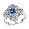 GP Amore Collection AAA Tanzanite and I3 White Diamond 1.25 ctw Knot Ring in 10K White Gold (Size 6.0) 4.50 Grams - Sticky add to cart bar