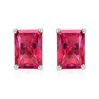 D'Joy Premium Ouro Fino Rubellite 2.50 ctw Solitaire Stud Earrings in Platinum Over Sterling Silver