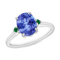 Luxoro 14K White Gold Premium Tanzanite and Boyaca Colombian Emerald Ring (Size 4.0) 4 Grams 2.10 ctw - Sticky add to cart bar
