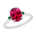 Luxoro 14K White Gold Premium Ouro Fino Rubellite and Boyaca Colombian Emerald Ring (Size 4.0) 4 Grams 2.50 ctw - Sticky add to cart bar