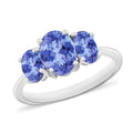 Tanzanite 3 Stone Ring in Platinum Over Sterling Silver (Size 4) 1.83 ctw - Sticky add to cart bar