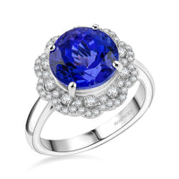 Doorbuster Certified and Appraised Rhapsody 950 Platinum AAAA Tanzanite, Diamond (E-F, VS) (0.38 cts) Ring (Size 10.0) (8.35 g) 4.35 ctw