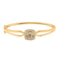 Certified & Appraised Luxoro AAA Asscher Cut Turkizite and G-H I2 Diamond 4.40 ctw Bangle Bracelet in 10K Yellow Gold (6.50 In) 10.50 Grams - Sticky add to cart bar