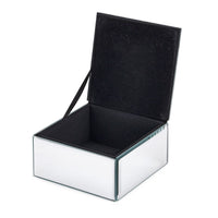 Square Glass Jewelry Box with Blue and Purple Crystal Floral on Top (4.72"x4.72"x2.95")