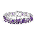 AAA Rose De France Amethyst and Multi Gemstone 41.85 ctw Bracelet in Rhodium Over Sterling Silver (7.25 In) - Sticky add to cart bar