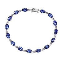 Luxoro 10K White Gold AAA Tanzanite, Madagascar Pink Sapphire Bracelet (6.50 In) 7.65 ctw