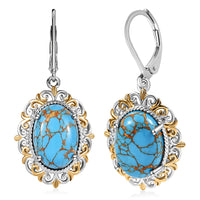 Karis Mojave Blue Turquoise 10.15 ctw Lever Back Earrings in 18K YG Plated and Platinum Bond