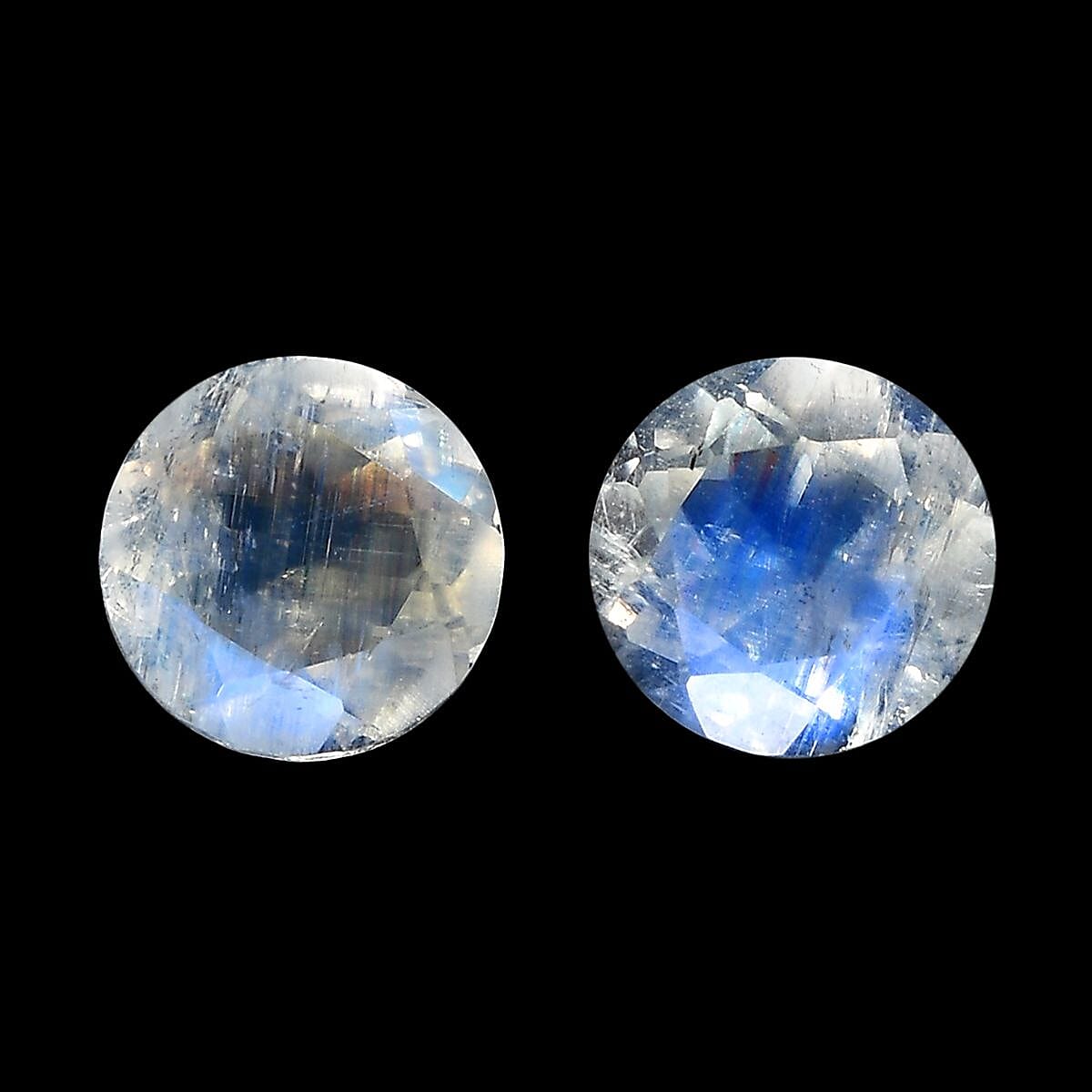 AA Rainbow Moonstone Set of 2 (Rnd 6 mm) 1.61 ctw