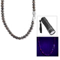 Natural Yooperlite 400.00 ctw 10mm Beaded Panther Necklace in Stainless Steel 20 Inches with Free UV Flash Light - Sticky add to cart bar