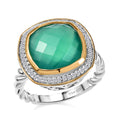 D'Joy Verde Onyx, White Zircon Ring in 18K Vermeil YG and Rhodium Over Sterling Silver (Size 10.0) 6.15 ctw - Sticky add to cart bar
