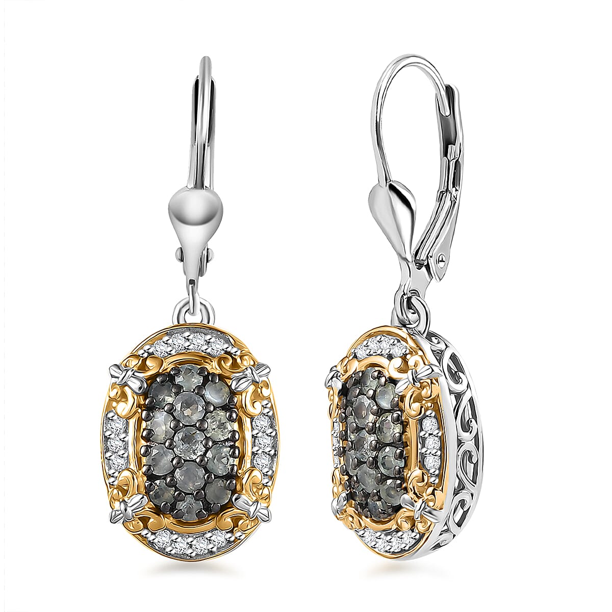 06th Apr TLV Narsipatnam Alexandrite, White Zircon Lever Back Earrings in 18K Vermeil YG and Rhodium Over Sterling Silver 1.40 ctw