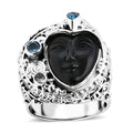 Sajen Silver Rainbow Obsidian Carved and Multi Gemstone 8.00 ctw Ring in Sterling Silver (Size 10.0) - Sticky add to cart bar