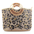Black and Gold Leopard Pattern Sequin and Polyester Tote Bag - Sticky add to cart bar
