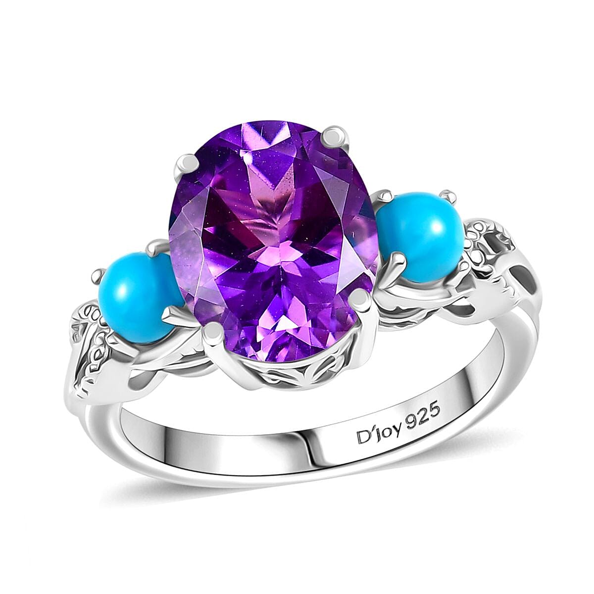 Moroccan Rose, Sleeping Beauty Turquoise Ring in Platinum Over Sterling Silver (Size 10.0) 3.90 ctw
