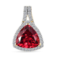 Certified & Appraised Luxuriant AAA Lab Grown Padparadscha Sapphire and E-F VS Lab Grown Diamond 5.09 ctw Pendant Necklace (18 Inches) in 10K Yellow Gold