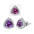 Certified & Appraised Luxuriant 10K White Gold AAA Lab Grown Purple Sapphire and E-F VS Lab Grown Diamond 3.51 ctw Earrings - Sticky add to cart bar