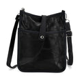 Black Patch Work Sheep Leather Crossbody Bag (8"x10"x4") with Adjustable Shoulder Strap - Sticky add to cart bar