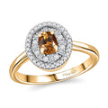 Premium Golden Turkizite, White Diamond (0.31 cts) Double Halo Ring in 18K Vermeil YG Over Sterling Silver (Size 10.0) 0.70 ctw - Sticky add to cart bar