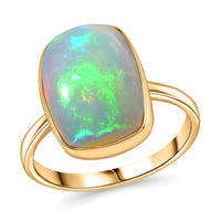 Luxoro AAA Ethiopian Welo Opal 4.70 ctw Solitaire Ring in 10K Yellow Gold (Size 10.0)