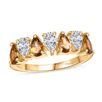 Golden Turkizite  Main Stone With Side Stone Ring in Rhodium Overlay Sterling Silver 1.63 ctw