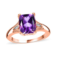 D'Joy Moroccan Rose and White Zircon 2.85 ctw Victorian Elegance Ring in 18K Vermeil Rose Gold Over Sterling Silver