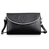 Black 100% Genuine Leather Flap Closure Crossbody Bag (8"x5.25")