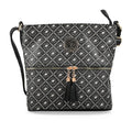 Beverly Hills Polo Club Black & White Logo Pattern Faux Leather Crossbody Bag (10.5"x9.5"x2") - Sticky add to cart bar