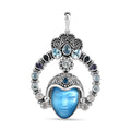 Sajen Silver Constituted Amethyst Carved and Multi Gemstone 28.70 ctw Pendant without Chain in Rhodium Over Sterling Silver - Sticky add to cart bar