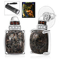 D'Joy Natural Yooperlite and Multi Gemstone 11.60 ctw Earrings in Rhodium Over Sterling Silver with Free UV Flash Light - Sticky add to cart bar