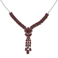 Epic Deal Mozambique Garnet Tassels Necklace (18 Inches) in Rhodium Over Sterling Silver 19.80 ctw
