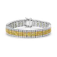 Madagascar Yellow Sapphire and Moissanite 17.70 ctw Bracelet in 18K Vermeil YG and Rhodium Over Sterling Silver (7.25 In)
