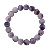 White Purple Quartz 100.00 ctw Beaded Stretch Bracelet