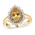 Heliodor ,  Yellow Sapphire ,  White Zircon  Main Stone With Side Stone Ring in 18K YG Vermeil Sterling Silver 1.91 ctw - Sticky add to cart bar