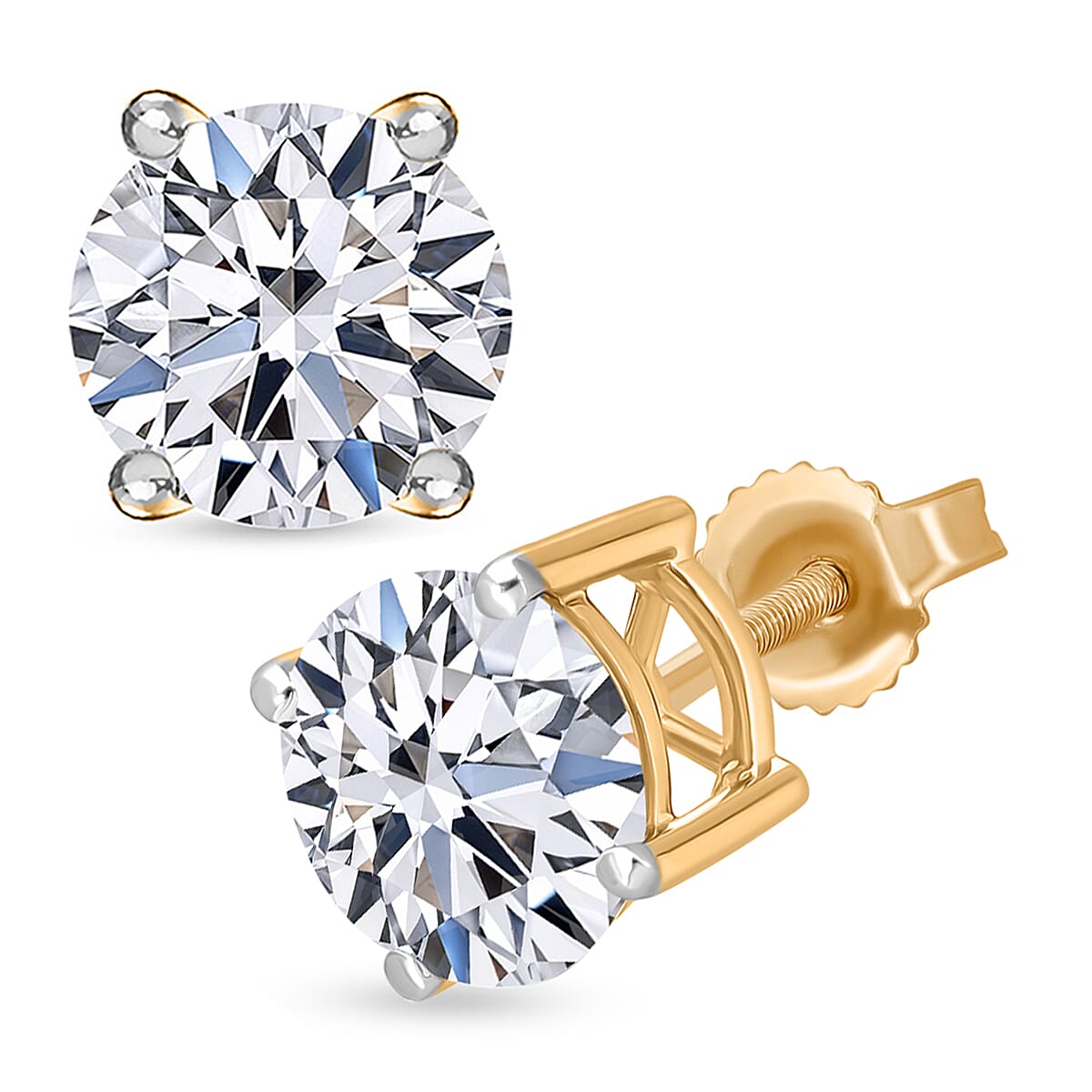 IGI Certified Luxuriant Lab Grown Diamond E-F VS 4.00 ctw Stud Earrings in 14K Yellow Gold