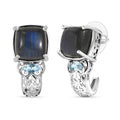 EverTrue Malagasy Labradorite and Sky Blue Topaz 9.50 ctw Hoop Earrings in Platinum Bond - Sticky add to cart bar