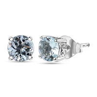 Luxoro Premium Mangoro Aquamarine 1.40 ctw Solitaire Stud Earrings in 10K White Gold