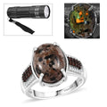 Natural Yooperlite and Multi Gemstone 6.00 ctw Ring in Rhodium Over Sterling Silver with Free UV Flash Light - Sticky add to cart bar