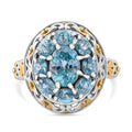 Premium Cambodian Blue Zircon and White Zircon 5.00 ctw Ring in Vermeil YG and Rhodium Over Sterling Silver (Size 7.0) - Sticky add to cart bar