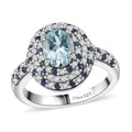 Mangoro Aquamarine, Multi Gemstone Ring in Rhodium Over Sterling Silver (Size 10.0) 2.00 ctw - Sticky add to cart bar