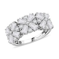 Moissanite Ring in Rhodium Over Sterling Silver (Size 10.0) 2.70 ctw