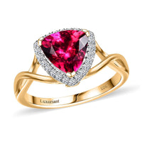 Certified & Appraised AAA Luxuriant Bixbite (LG) 10.0) and E-F VS Lab Grown Diamond 2.28 ctw Ring in 10K Yellow Gold