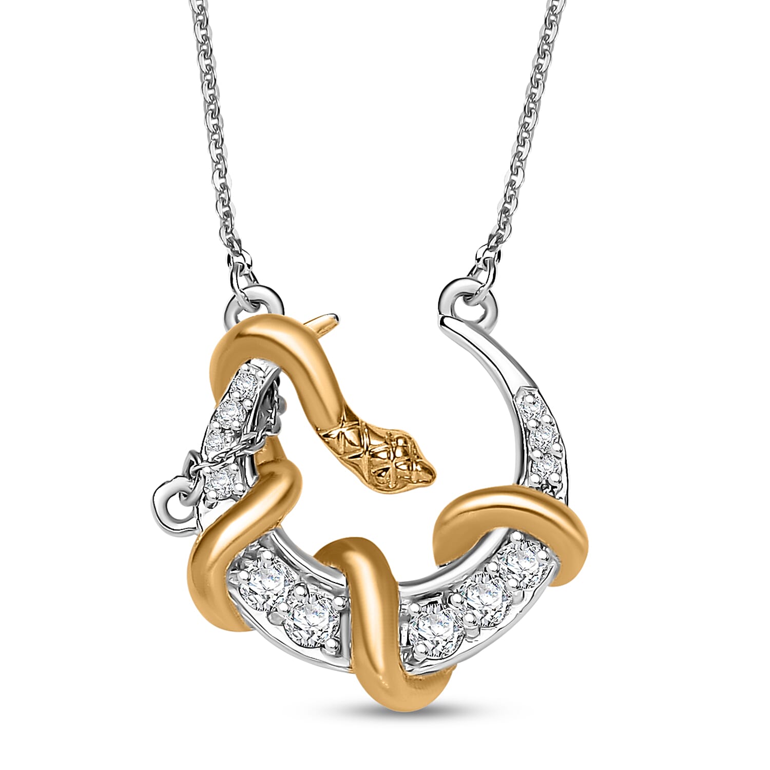 D'Joy Moissanite 0.35 ctw Fancy Necklace 18 Inches in 18K Vermeil YG and Rhodium Over Sterling Silver