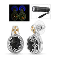 Karis Natural Yooperlite 10.10 ctw Crown Earrings in 18K YG Plated and Platinum Bond with Free UV Flash Light - Sticky add to cart bar
