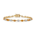 Premium Madagascar Yellow Sapphire and Moissanite 8.00 ctw Bracelet in 18K Vermeil Yellow Gold Over Sterling Silver (6.50 In) (Del. in 8-10 Days) - Sticky add to cart bar