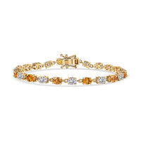 Premium Madagascar Yellow Sapphire and Moissanite 8.00 ctw Bracelet in 18K Vermeil Yellow Gold Over Sterling Silver (6.50 In) (Del. in 8-10 Days)