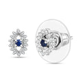 D'Joy Kanchanaburi Blue Sapphire and Moissanite 0.30 ctw Solitaire Stud Earrings in Rhodium Over Sterling Silver - Sticky add to cart bar