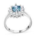 Cambodian Blue Zircon and White Zircon 2.00 ctw Sunburst Ring in Platinum Over Sterling Silver (Size 10.0) - Sticky add to cart bar