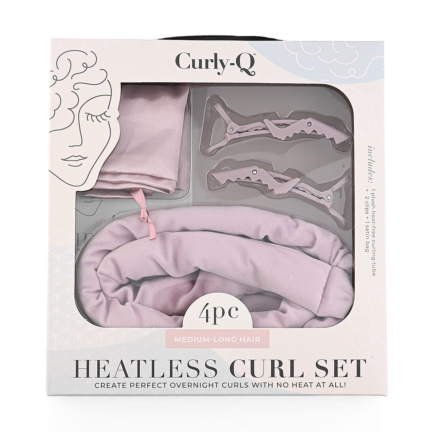 CurlyQ Long Dusty Mauve Curling Wrap & Clips